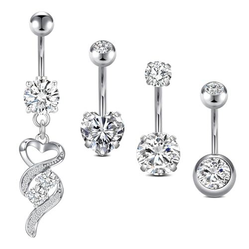 WillTen 14G Piercing Ombligo Acero Inoxidable Piercing Banana Cur...