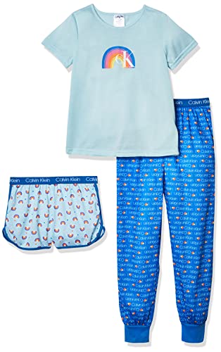 Calvin Klein Girls' Sleepwear T shirt and Pj Shorts and Pajama Pant Sleep Set