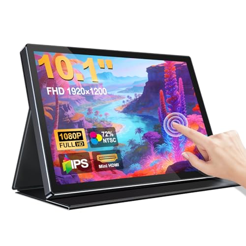 Image of 10.1 Inch FHD 1920x1200 Portable Monitor with IPS Screen Full-Featured USB-C Connection Ultra-Thin Design Compatible with Laptop, PC, Mac, Phone, PS5 with Premium Smart Case 16:10 Travel
