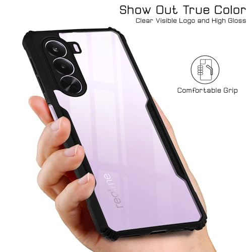 Image of Jkobi Hybrid Back Cover Case for Realme P4x (Shockproof with Polycarbonate Clear Panel | Professional Black)