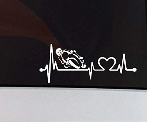 17x8cm Motorcycle Sticker Heartbeat Car Motorsport Sticker Racing Biker Motorcycle White