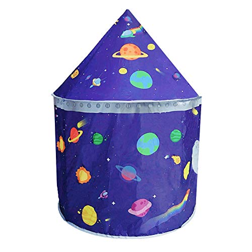 LOJETON 2pc Rocket Ship Kids Play Tent, Ball Pit with Basketball Hoop for Boys, Girls and Toddlers - Indoor/Outdoor Use Pop Up Rocket Tent