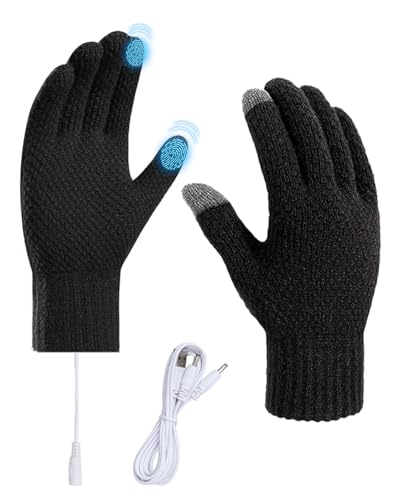 Heated Gloves for Men Women, 5000mAh Rechargeable Battery Heated Gloves with Touchscreen, Electric Upgrade Non-Slip Waterproof Warm Glove, Ideal Winter Gifts for Hunting Camping Skiing Motorcycle