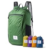 [4Monster] アウトドアバックパック 折りたたみ 携帯リュック リュックサック 大容量 防水 収納ナップサック 超軽量 バックパック メンズ 携帯用 旅行用 通学 通勤… (Army Green, 16L)