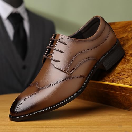 Santimon Men's Oxfords Luxury Derby Shoes for Men Business Casual Mens Lace-up Weddding Shoe4