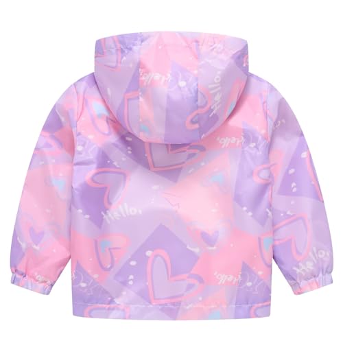 Kids Girls Pattern Print Zip Up Hooded Jacket Windproof Long Sleeve Lightweight Windbreaker Toddler Boys Cute Outwear2