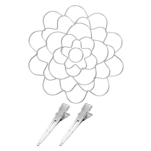 PATIKIL 4 Inch Flower Arranger Lid with 2 Clips, Stainless Steel Flower Arrangement Holder Frog Lid Floral Vase Insert for Bouquets Stems Plant Fixation, Silver Tone