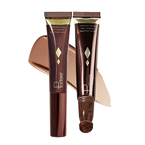 Marine Forest Contour Beauty Wand, 13 Colors Silky Cream Contour Stick With Cushion Applicator, Face Highlighter, Bronzer And Blush Makeup, Long Lasting, Lightweight And Blendable, 0.7 Fl Oz (01) #TOP15