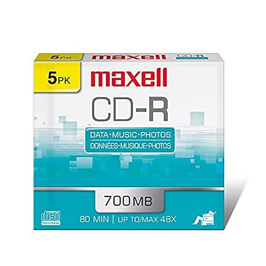 Maxell Slim Polycarbonate CD-Recordable, 700MB 80min, Slim Jewel 5 Pack