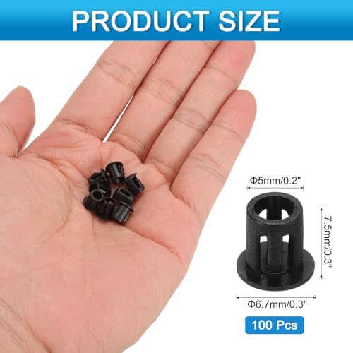 Image of uxcell 100pcs Nylon Plastic Hole Plugs, 1 /5 inch(5mm) Round Drill Screw Hole Plugs Covers Knockout Locking Plastic Plugs Insert End Caps for Kitchen Furniture, Black