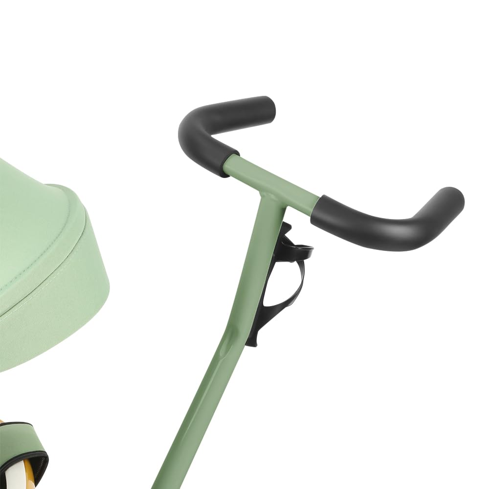 Triciclo bambini fino 25 kg, Passeggino con Maniglione regolabile, Bici, Sedile girevole Fronte Mamma e Strada, Cappottina pieghevole, Ruota libera,100 * 75 * 50 cm - Verde