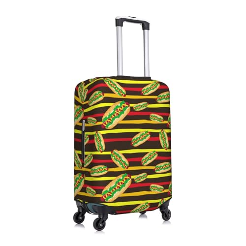 Colourful Striped Hot Dog Print Luggage Cover Protector Anti-Scratch Washable Fits 18-32 Inch Luggage-Medium3