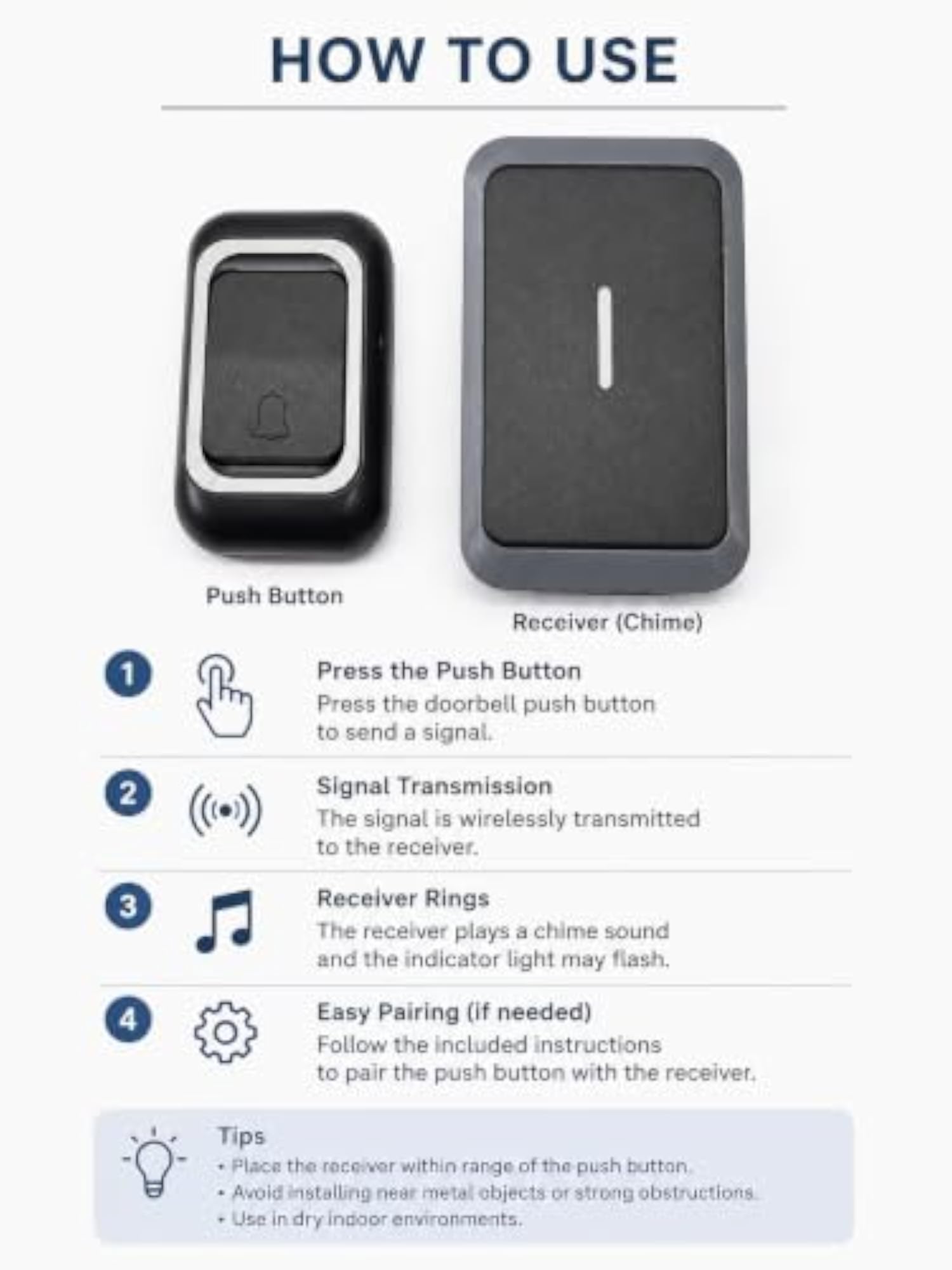 Wireless Door Bell Kit with Remote Push Button