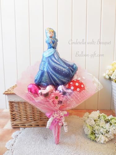 バルーンの花束 シンデレラのミディアムブーケ ?ワルツ?お誕生日やピアノ・バレエ発表会のバルーン電報 (ピンク)