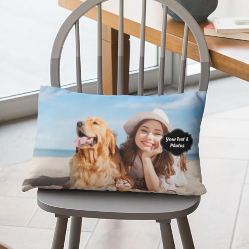 Image of KivStar Personalized Photo Pillow | Personalised Printed Cushion with Image & Text | Best Gift for Birthday & Anniversary (12x16 Inch, White)