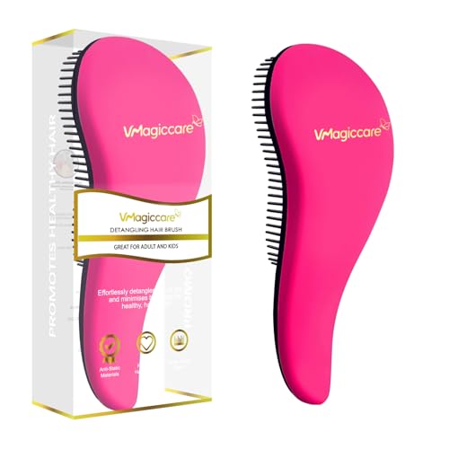 Detangling Brush - glide the Detangler Brush through Tangled hair - Best Comb for Women Girls Men & Boys - Use in Wet and Dry Hair (Rose Red)
