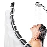 Black Curved Shower Curtain Rod,48-72 Inch Adjustable Shower Rods For Bathroom Stainless Steel Rustproof Tension Shower Curtain Rod For Windows Need To Dirll
