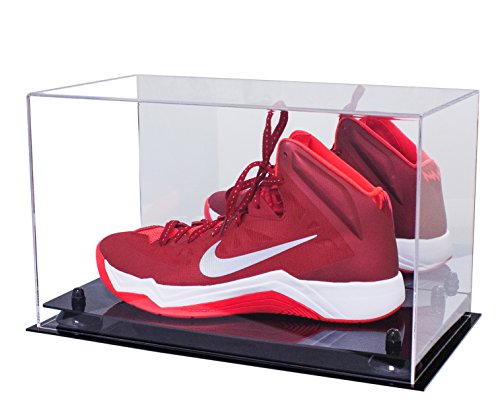 Better Display Cases Acrylic Large Shoe Display Case For Basketball Shoe Soccer Cleat Football Cleat With Black Risers And Mirror (A013-Br) #TOP24