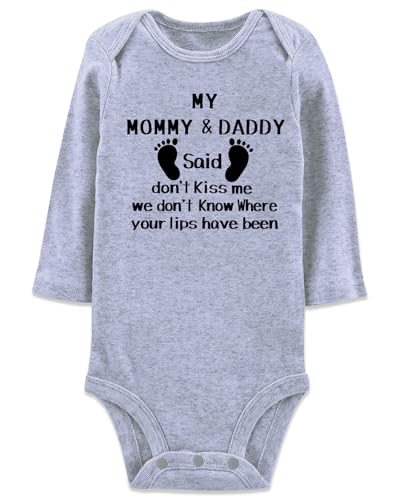 Image of SunFocus Baby Boys Girls Cotton Romper Newborn Funny Saying Bodysuit Long Sleeve Infant Neutral Jumpsuit 0-12 Months