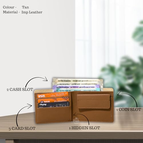 Image of Thebaegift Men's Personalized Wallet I Customized Slim Stylish Leather Purse with Name & Charm I Unique Birthday Anniversary Gift for Men Boy Love Husband Employees Clients (TAN IMP)