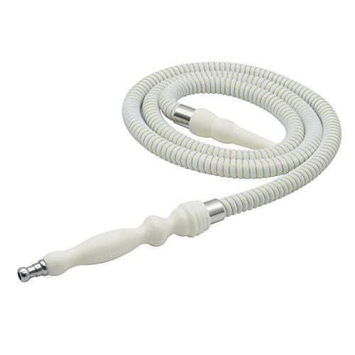 Hookah Hose Hoses Rubber Handle Long Hookah Hose with Metal Tip Leather Wrapped Hookah Hose Washable Durable 72 Long Shisha Hose (White) Hookah Hose Hoses Rubber Handle Long Hookah Hose with Metal Tip Leather Wrapped Hookah Hose Washable Durable 72" Long Shisha Hose (White)