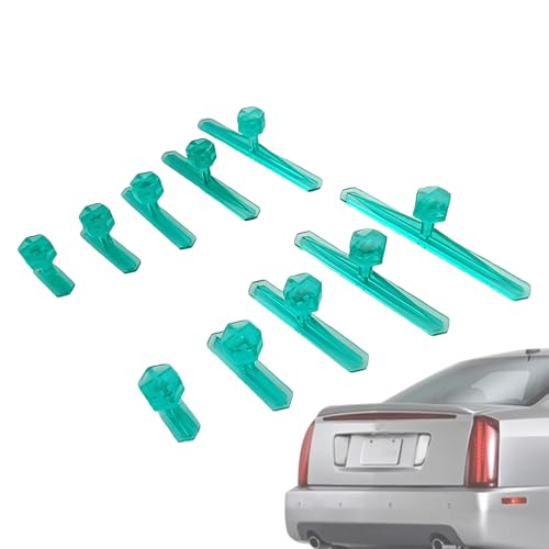 Ruwshuuk Removedor de abolladuras de coche, 10 herramientas de reparación de abolladuras de carrocería, hoja extraíble pequeña multifuncional, elevador profesional para talleres de carrocería, nevera