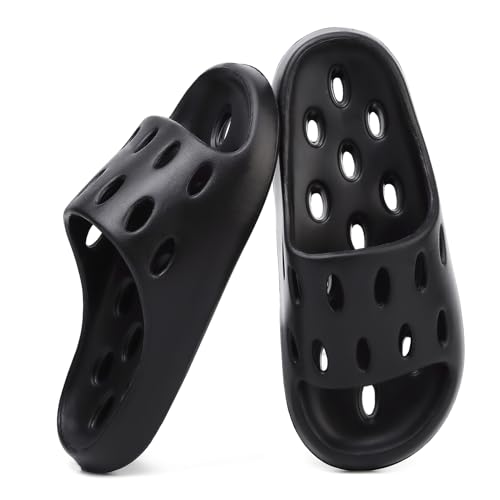 FINLEOO Shower Shoes for Women with Drain Holes Quick Drying Pool Slides Lightweight Beach Slide Sandals