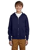 Jerzees boys Fleece Sweatshirts, Hoodies & Sweatpants Hooded Sweatshirt, Full Zip - Navy, Medium US
