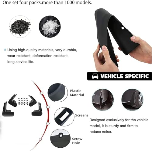 AnJWen Car Mud Flaps for VW Tiguan MK2 R-Line 2016-2023，MudFlaps Mudguards Fender Splash Guards Anti-Collision Front Rear Wheel Protection Accessories - Image 4