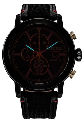 Image of Citizen Men's Eco-Drive Star Wars Darth Maul Mastermind Chronograph Black Ion Plated Stainless Steel Case Watch,Black Cordura Nylon Strap, Black Dial (Model: CA0766-02W)
