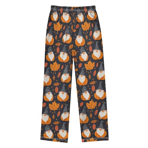 Fall Orange Leaves Pumpkin and Gnome Boys Pants for Kids Jogger Pants with Pockets S2
