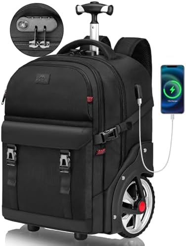 Amazon.com: MATEIN Rolling Backpack for Adults with Wheels, 17 Inch ...