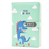 Lirener Créatif Journal en Cuir PU écriture Carnet(Motif Animal), A5 Journal Intime avec Code Carnet de Voyage Journal Bloc-Notes avec Serrure à Combinaison pour Notes et Dessins, 145x210mm