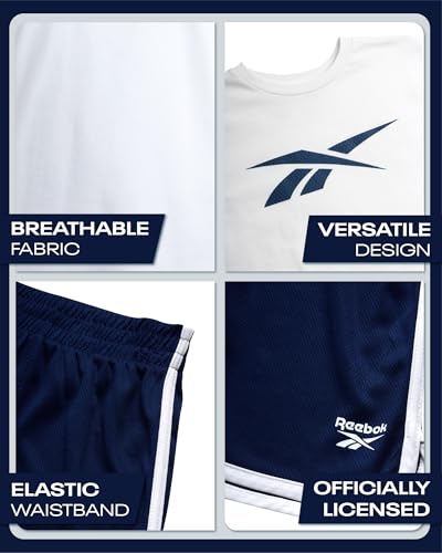 Image of Reebok Toddler Boys Short Set - 3 Piece Summer Outfit with 2 T-Shirts & Shorts - Activewear Clothes for Toddler & Little Boys