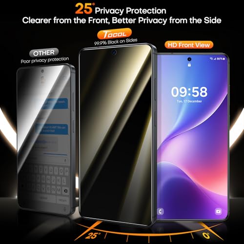 Image of TOCOL for Samsung Galaxy S24 FE Privacy Screen Protector | Easy Installation, 25 Anti Spy, Data Protection, 9H+ Tempered Glass, 8FT Military Grade Shatterproof, Anti-Scratch, 2 Pack