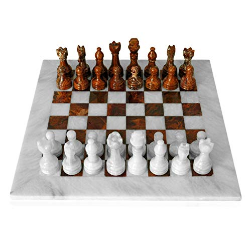 Échiquier Table Marbre Rouge et Blanc 40x40 Jeu d'Échecs Italien