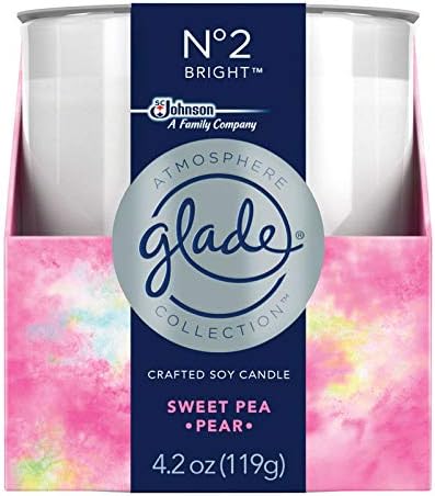 Glade Atmosphere Collection - Vela ambientadora de soja beige con aroma a guisantes y peras, 3-1/4 pulgadas de alto x 2-7/8 pulgadas de diámetro.