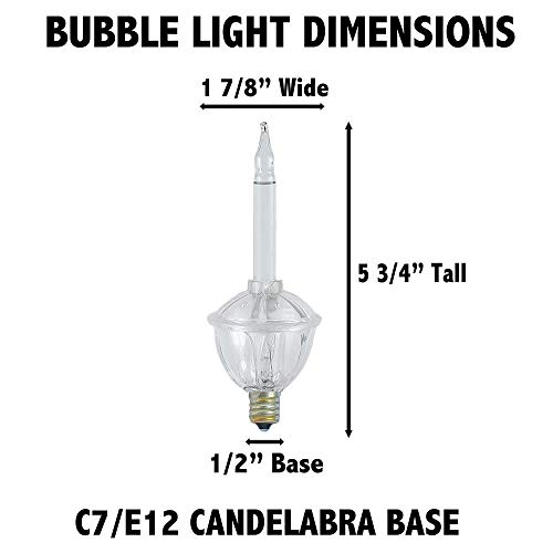 Novelty Lights, Inc. Bubble-Set-7 Tradtional Bubble Light and Stringer Set, 4 Orange/3 Red Bubble Fluids, Green Wire, C7/E12 Candelabra Base, 7 Pack - Thumbnail 2