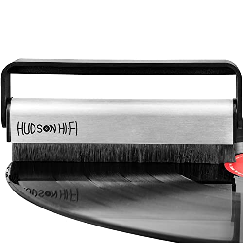 Hudson Hi-Fi Vinyl Record Brush w/Anti-Static Carbon Fiber Bristles - Precision-Made, Gentle & Effective Record Cleaning Brush for LPs