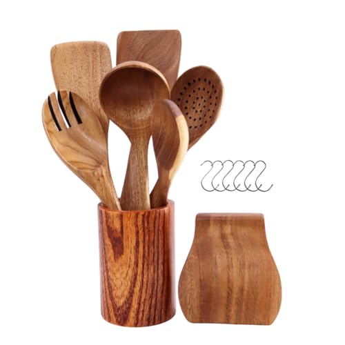 Lacers PurpleLine 14-teiliges Kochlöffel-Set aus Akazienholz | Kochbesteck | Kochutensilien | Pfannenwender Holzlöffel Nudelschöpfer – nachhaltige Küchenhelfer, ergonomisch, robust, hitzebeständig