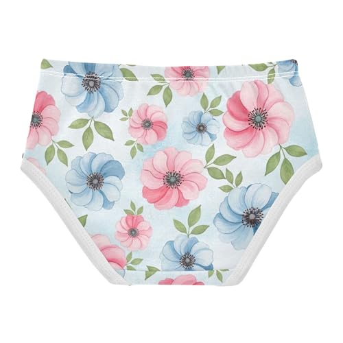 Flower Girls Underwear Toddler 2t Cotton Panties Little Girl Watercolor Flowers Pink Blue Leaves Briefs Undies Kids2