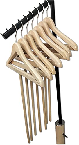 PERCHAS CANO Set 7 Perchas de Madera de Haya con Barra Larga, Ideal para armarios Altos, Perchas para Vestidos, Trajes, Abrigos, Chaquetas, Camisas y Pantalones