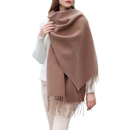 Enwokran Damen Winter Schal Oversized Kaschmir Wendbar Lange Winterschal Weich Wraps Groß Karo Fransen Schal Warm Schal für Herbst Winter Hochzeiten Abendkleider (Dunkles...