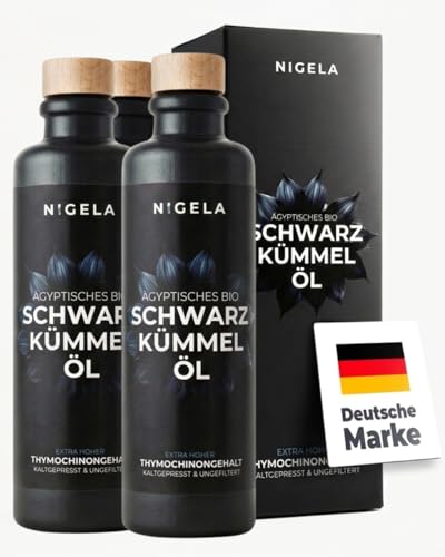 Nigela BIO Schwarzkümmelöl ungefiltert - Hoher Thymochinongehalt in 100% lichtgeschützer Keramikflasche - kaltgepresst - Zertifizierte & Laborgeprüfte Premiumqualität - 3 x 200ml