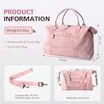 TOPBAG Travel Duffle Bag, Waterproof Weekender Carry On Tote Bags for Women, Sport Gym Bag for Men, Hospital Bag for Labor and Delivery, Overnight Luggage Bag with Trolley Sleeve Coral Pink - Image 2