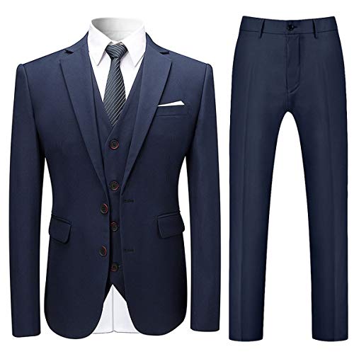 Cloudstyle Mens Stylish 3 Piece Dress Suit Classic Fit Wedding Formal Jacket & Vest & Pants