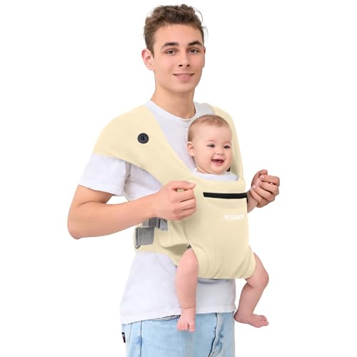 Image of ROBIBERS Baby Carrier Newborn to Toddler - Infant Carrier for Babies 0-36 Months, Four Different Uses Supports Up to 50 lbs, Comfortable Baby Front Carrier, Beige