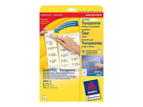Étiquette auto-collante transparente Avery polyester imperméable aux coins arrondis