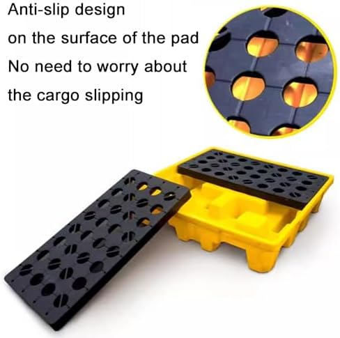 Modular Spill Containment Pallet, Stackable Large Capacity Tray with Drain Outlet for Industrial Leak Control,25.8x14.2x4.7in