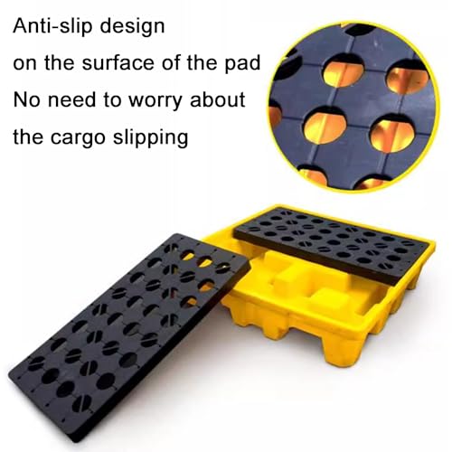 Modular Spill Containment Pallet - Stackable Tray with Drain Outlet for Industrial Leak Control(25.8x14.2x4.7in)